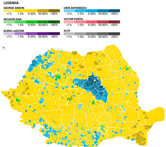 Figură 1 Votul pe localități. Sursă: Hotnews cu date AEP.